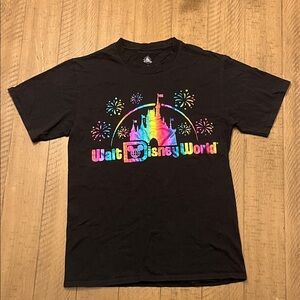 Disney Black T-Shirt with Colorful Castle Design
